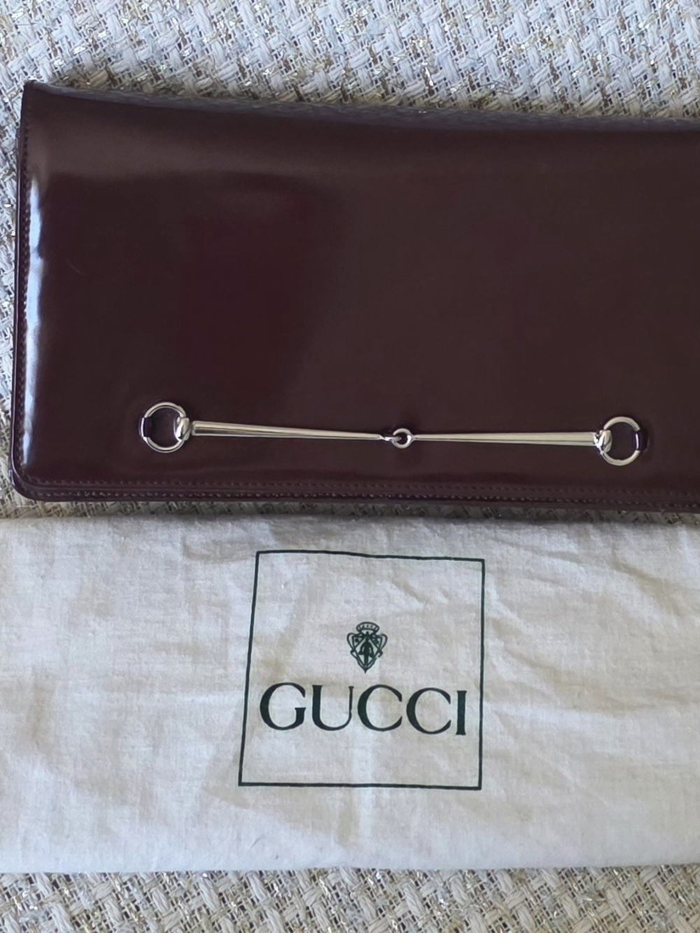 Tom Ford Gucci Leather Slimbit Clutch W/Strap in Burgundy